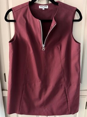 Opening Ceremony Sleeveless Zip-Front Shirt in Wine